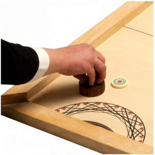 Set 2 frappeurs : Shuffle-Puck + palet + poudre Carrom Art - 2