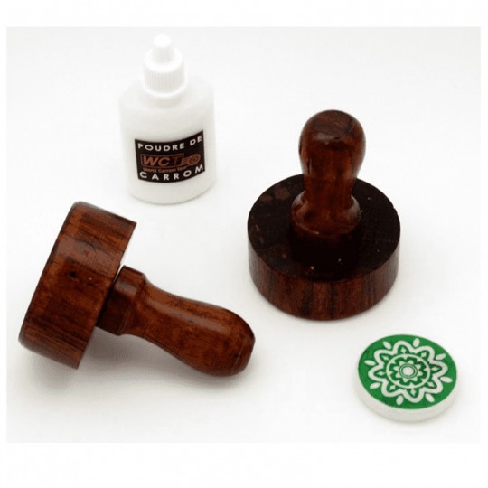 Set 2 frappeurs : Shuffle-Puck + palet + poudre Carrom Art - 1