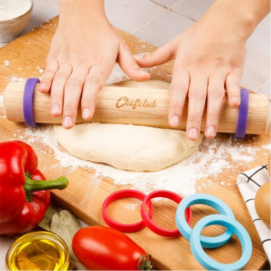 Rouleau à pâtisserie avec anneaux ajustables Chefclub Kids Chefclub Kids - 3