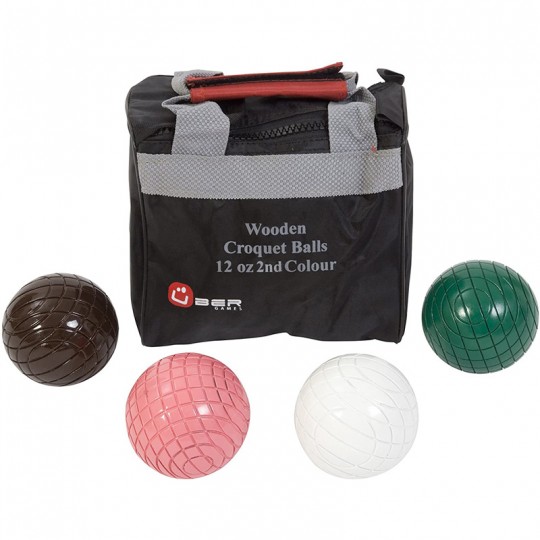 Pack de 4 boules de croquet en bois 340g - couleurs secondaires - Uber Uber Games - 1