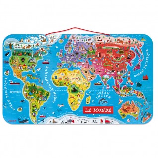 Puzzle en bois monde magnétique 90 magnets - Puzzle éducatif enfant