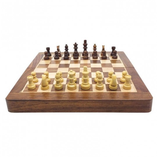 Jeu échecs pliable en Acacia 38 cm n°3 - Cases 38mm Loisirs Nouveaux - 1