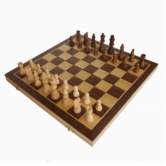 Jeu échecs pliable 40 cm en Acacia n°4 - Cases 45mm Loisirs Nouveaux - 1