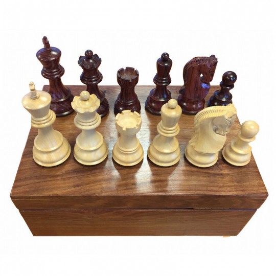 Pièces échecs 95mm Sheesham Luxe - Cases 50mm Chopra Chess - 1