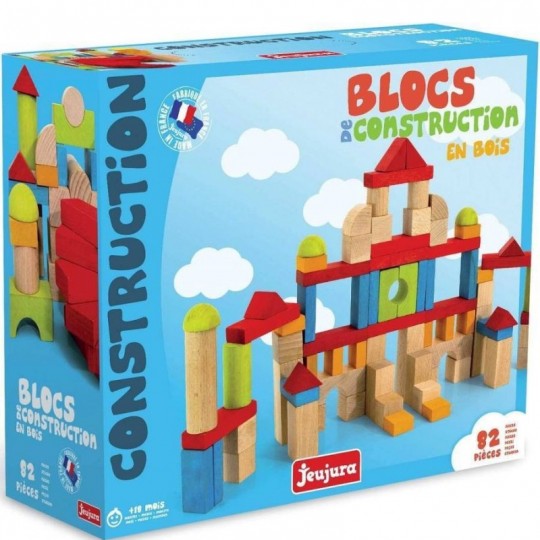 Blocs de Construction en bois 82 pièces - Jeujura - Boutique BCD JEUX