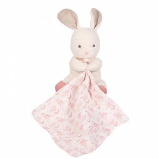 Lapin avec doudou rose 15 cm : DOUDOU BOTANIC BIO - Doudou et Compagnie Doudou et compagnie - 1