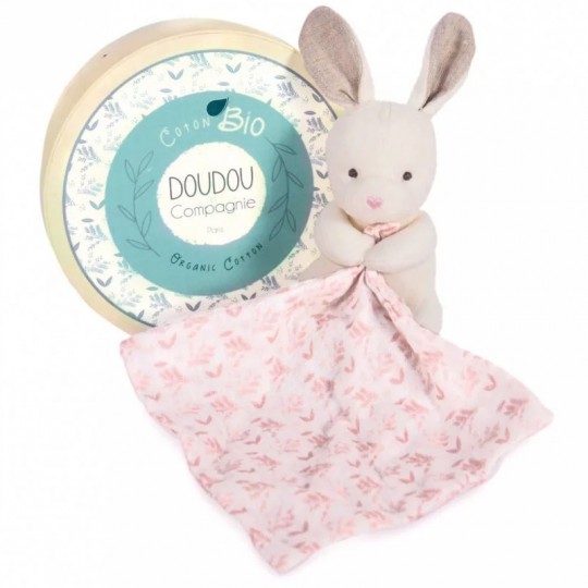 Lapin avec doudou rose 15 cm : DOUDOU BOTANIC BIO - Doudou et Compagnie Doudou et compagnie - 2