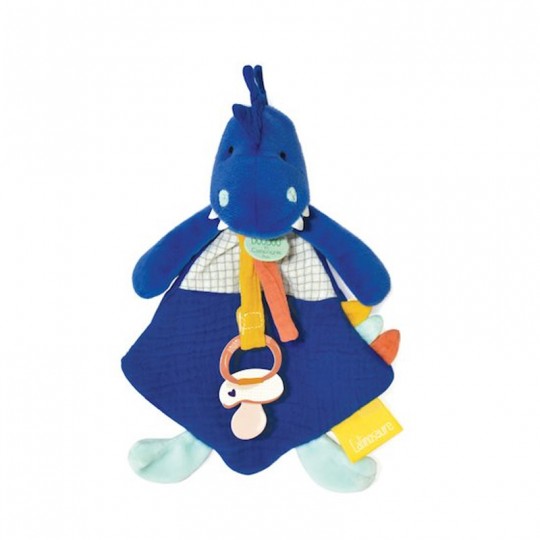 Sashou, Doudou dinosaure attache-sucette bleu : Les Calinosaures - Doudou et Compagnie Doudou et compagnie - 1