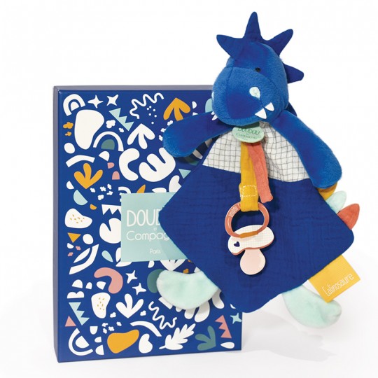 Sashou, Doudou dinosaure attache-sucette bleu : Les Calinosaures - Doudou et Compagnie Doudou et compagnie - 2