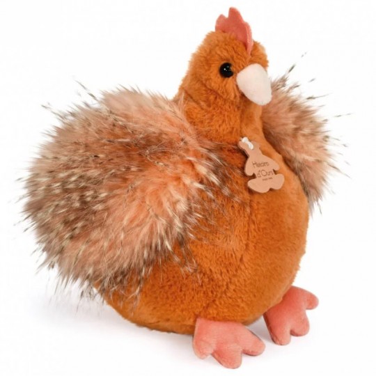 Peluche Animaux de la Ferme poule "Poulette" - orange roux 20 cm - Histoire d'Ours Histoire d'Ours - 1