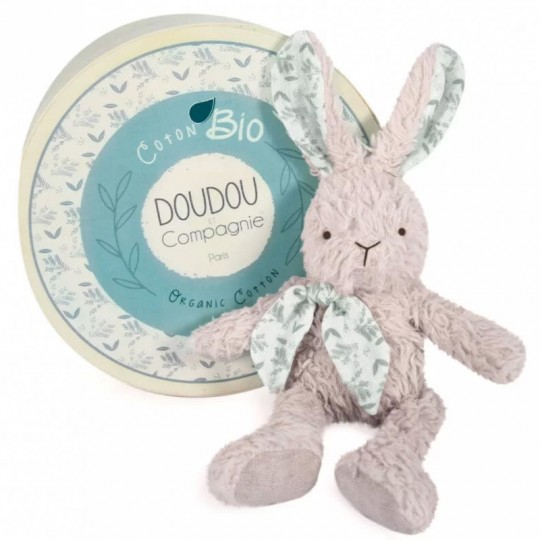 Pantin lapin gris 25 cm : DOUDOU BOTANIC BIO - BCD JEUX