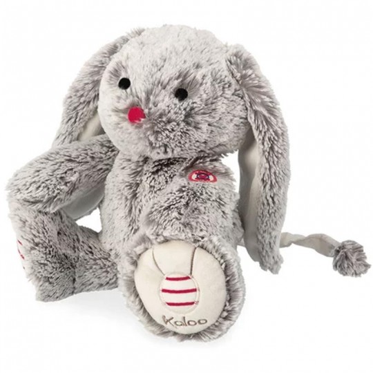 Peluche musicale Lapin Leo Gris Prestige Musical 31 cm - Rouge Kaloo kaloo - 1