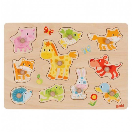 Puzzle à boutons Bébé animaux 10 pcs - Goki Goki - 1