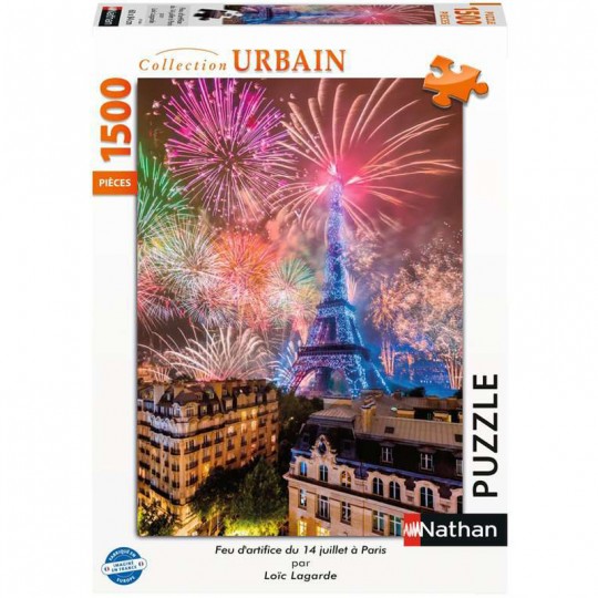 Puzzle 1500 pièces Collection Urbain : Feu d'artifice du 14 juillet à Paris - Nathan Nathan - 1