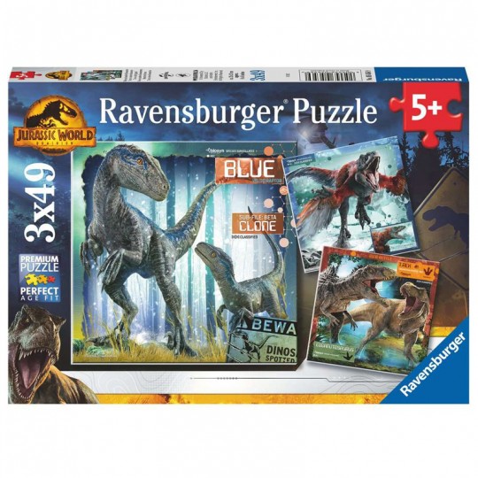 Puzzle 3 x 49 pcs T-Rex Jurassic World 3 - Ravensburger Ravensburger - 1