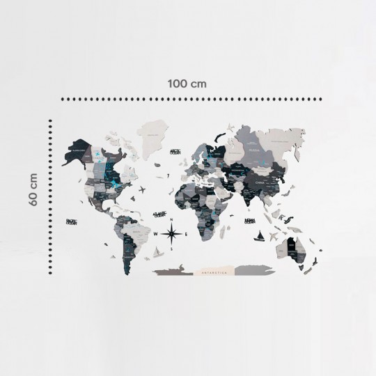 Carte du monde en bois 3D Nordik M - 100 x 60 cm UGEARS - 4