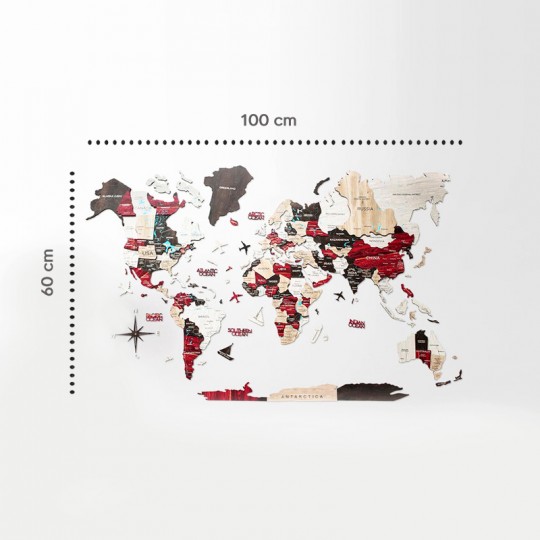 Carte du monde en bois 3D Urban M - 100 x 60 cm UGEARS - 5