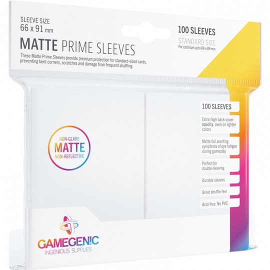 GG : 100 Sleeves Prime Blanc 66 x 91 mm Gamegenic - 1