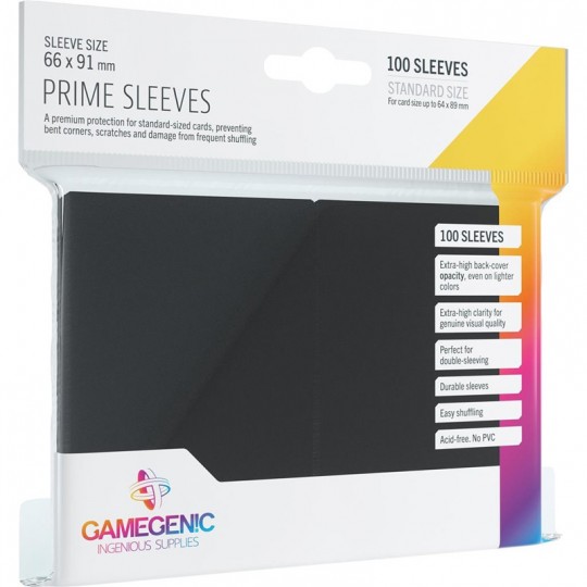 GG : 100 Sleeves Prime Noir 66 x 91 mm Gamegenic - 1