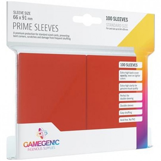 GG : 100 Sleeves Prime Rouge 66 x 91 mm Gamegenic - 1