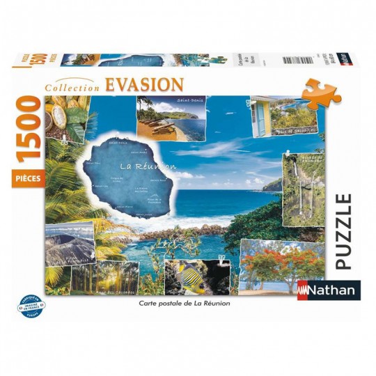 Puzzle 1500 pcs Collection Évasion Carte postale de la Réunion - Nathan Nathan - 1