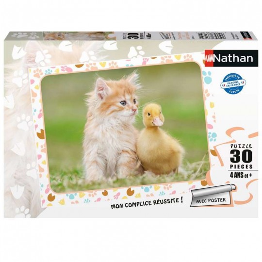 Puzzle 30 pcs Chaton roux et bébé canard - Nathan Nathan - 1