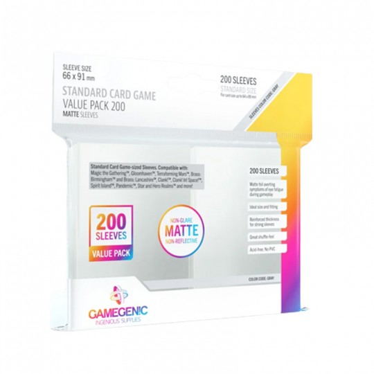 GG : Standard Card Game Value Pack 200 Matte Sleeves Gamegenic - 1
