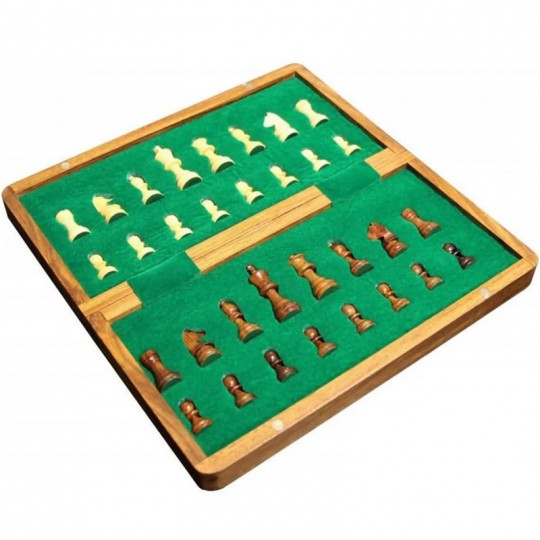 Jeu échecs pliable en Acacia 38 cm n°3 - Cases 38mm Loisirs Nouveaux - 2