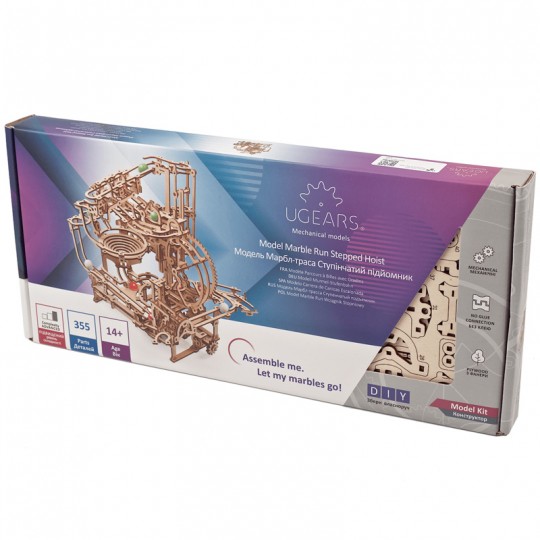 Parcours à Billes avec Gradins - Puzzle 3D Mécanique en bois UGEARS - 3