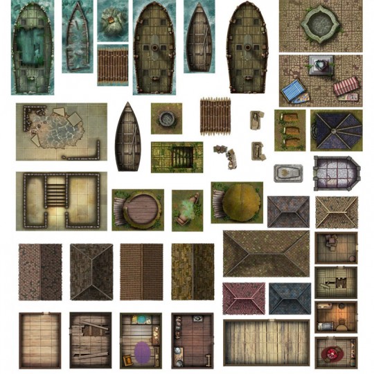 Livre plateau de jeu : Box of Adventure: RPG Maps & Tokens - 2. Coast of Dread Loke Battle Mats - 3