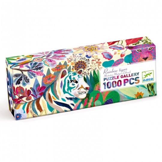 Puzzle panoramique Gallery - Rainbow tigers - 1000 pcs Djeco - 1