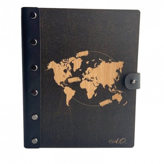 Carnet en bois relié cuir MapMonde Creatif'Note - Creatif Wood Creatif Wood - 1