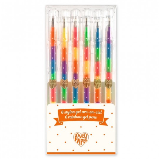 6 Stylos Gel Arc en ciel Lovely Paper - Djeco Djeco - 1