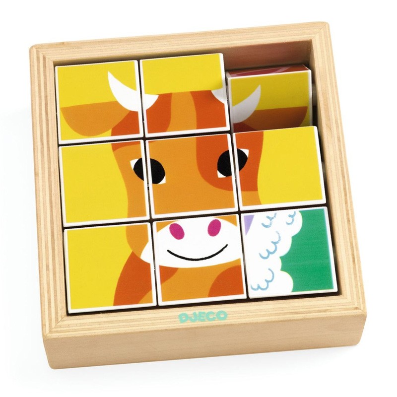 Puzzle Cube 9 pcs Animoroll - Un jeu Djeco - Boutique BCD JEUX