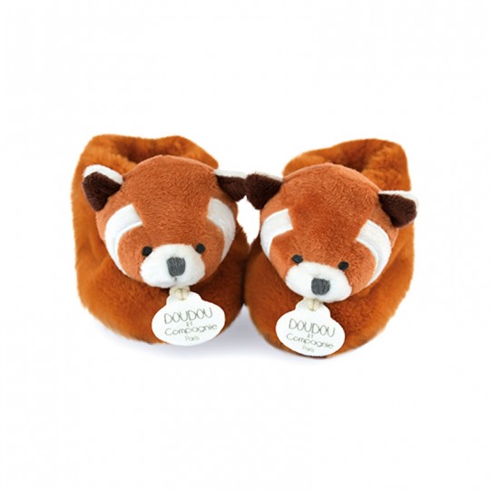 UNICEF Chaussons bébé en peluche Panda Roux 0-6 mois - Doudou et Compagnie Doudou et compagnie - 1