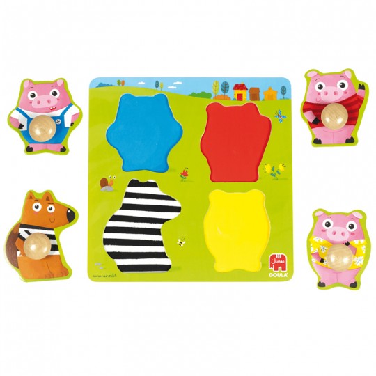 Puzzle à boutons 4 pcs 3 little pigs - Goula Goula - 2