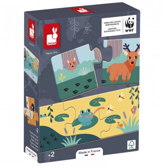 Puzzle Animaux Les Empreintes WWF - Janod Janod - 1