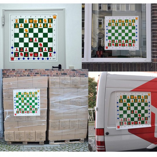 Echiquier mural autoadhésif 80x80 cm Euro Schach international - 3