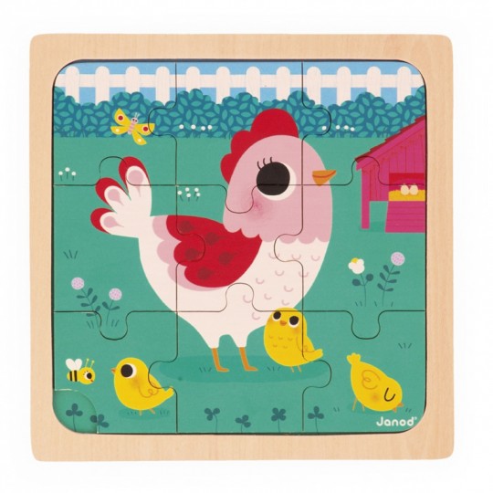 Puzzle en bois Poulette Henriette 9 pcs - Janod Janod - 1