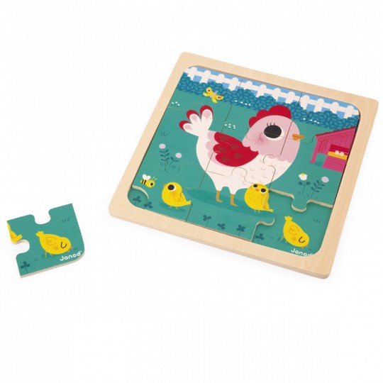 Puzzle en bois Poulette Henriette 9 pcs - Janod Janod - 2