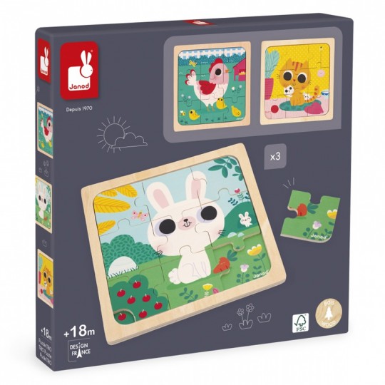 Puzzle Trio 9 pcs Janod - 1