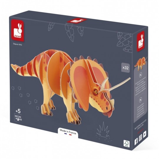 Puzzle en volume Dino : le Triceratops 32 pcs - Janod Janod - 1