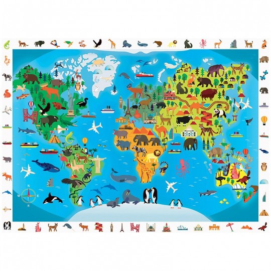 Puzzle "Cherche et trouve" 100 pcs Planisphère des Animaux - Calypto Calypto - 2