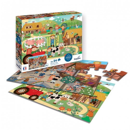 Puzzle 2 x 24 pcs Ferme & ville - Calypto Calypto - 2