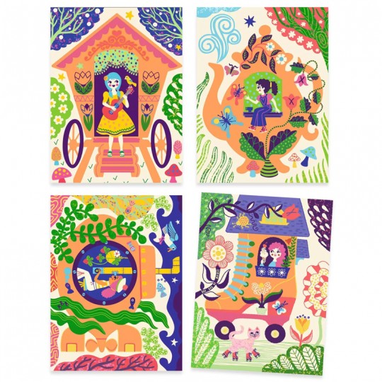 Cartes à gratter duo color : Drôles de maisons - Djeco Djeco - 4