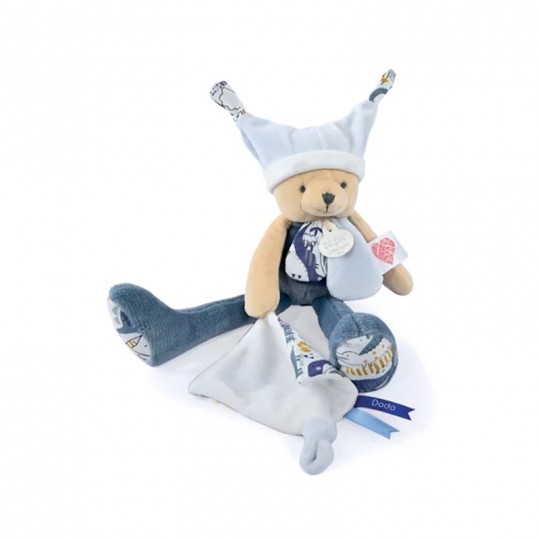 Doudou ours mouchoir 3 histoires Bleu - Doudou et Compagnie Doudou et compagnie - 1