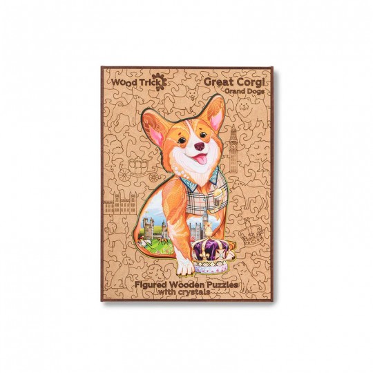 Puzzle en bois Corgi royal avec des strass 210 pcs - Wood Trick Wood Trick - 1