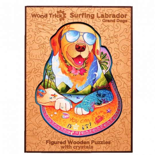 Puzzle en bois Surfing-Labrador avec des strass 280 pcs - Wood Trick Wood Trick - 1