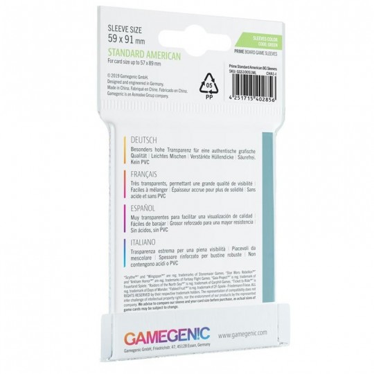 GG : 50 sleeves Green Prime 59x91 Standard US Gamegenic - 1