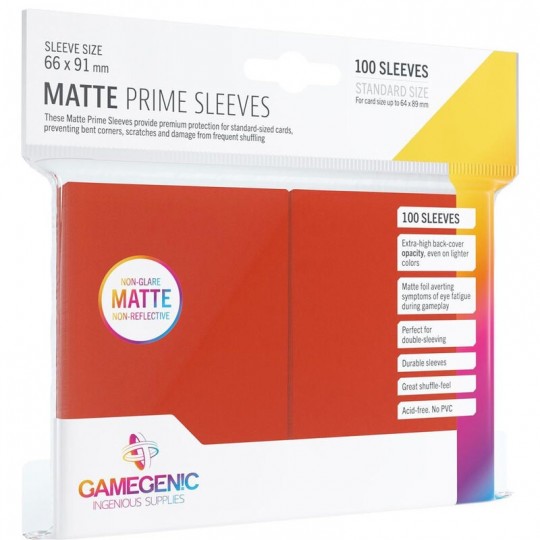 GG : 100 Sleeves Matte Prime Red Gamegenic - 2